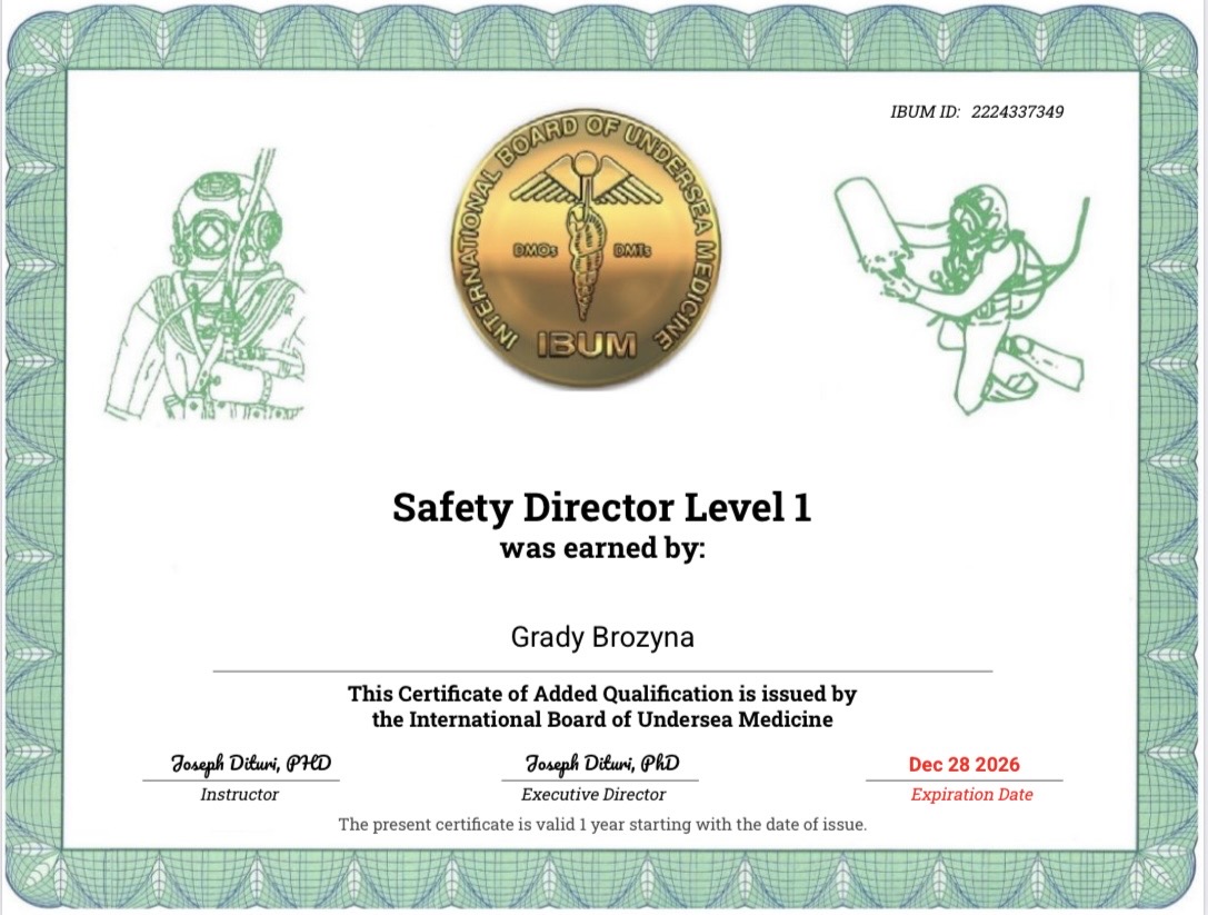IBUM Safety Director certificate
