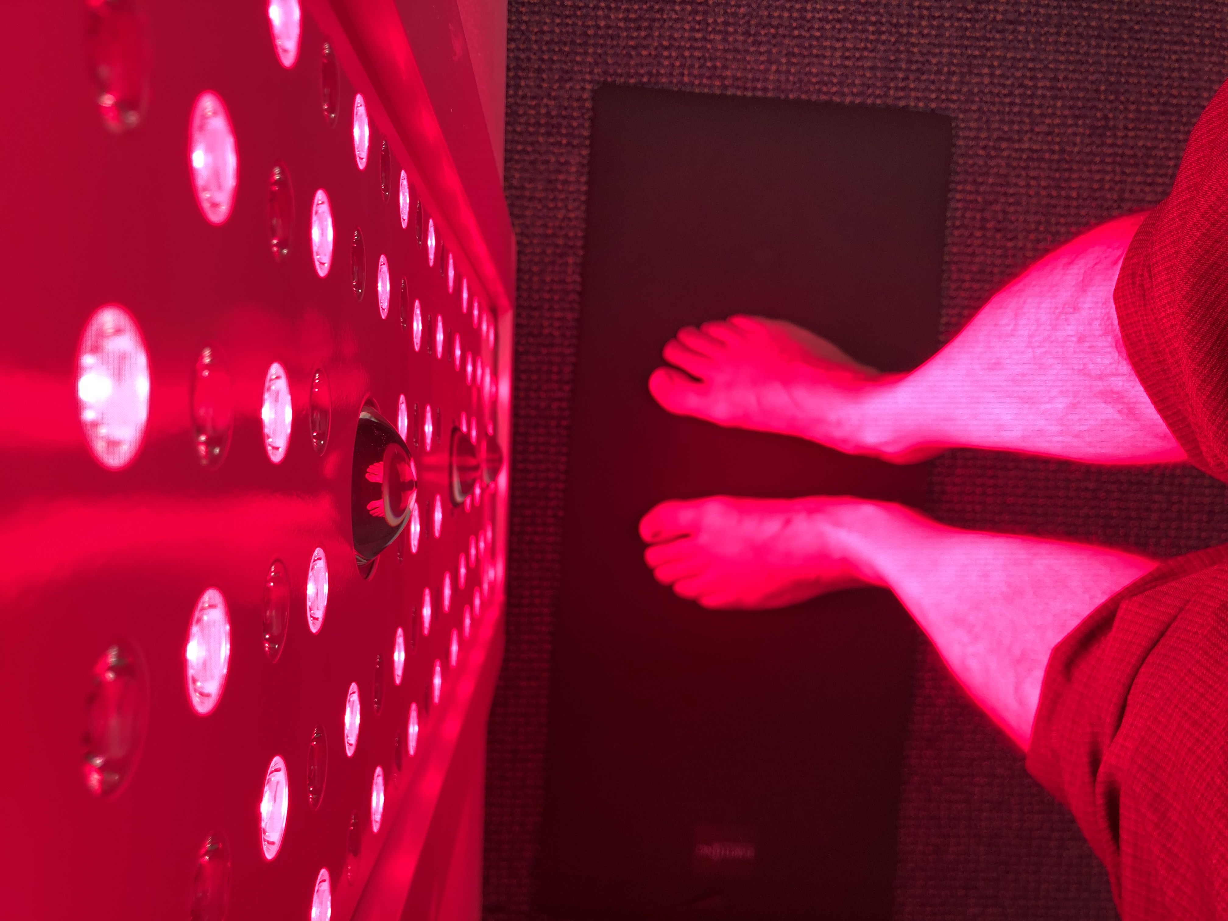 Infrared light on feet while on the PEMF mat